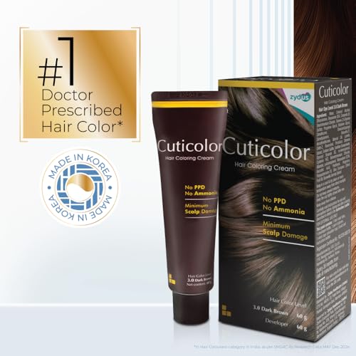 Cuticolor Permanent Hair Color Cream|#1 Dr Prescribed|For Sensitive Skin|Eco Mechanism For Preserving Scalp Health|Enriched With Portulaca & Boseivela Extracts Dark Brown, 60G (Pack Of 1) - Image 2