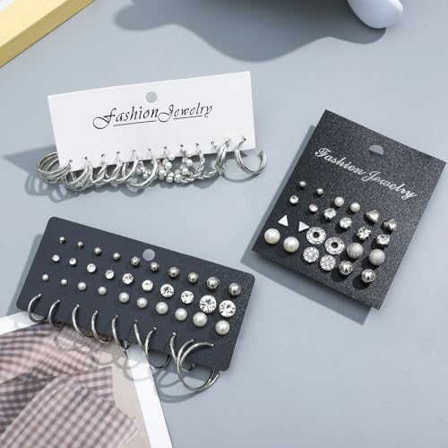 NEWITIN 69 Pieces Silver Jewelry Set for Women Fashion Costume Jewelry Silver Plated Necklace Bracelet Earrings Set for Women - Image 2
