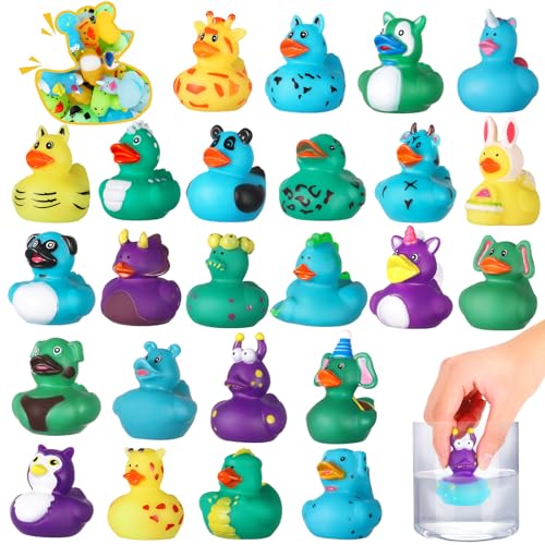 ANGGIKO 24 Pack Color Changing No Hole Rubber Ducks Color Change Baby Bath Toys Without Holes for Toddlers Kids Ages 48 Floating Toys Gift for Bath Classroom Party Favors Easter Basket Stuffers - Image 1