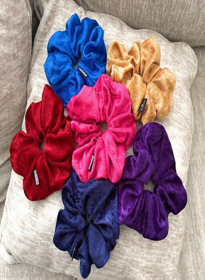 IUPTOWN CHIC XL Jumbo Velvet Scrunchie For Hair, Scrunchy for Women Girls, Durable Elastic Band Ties to Hold Thick, Straight, Curly Hair - Breakage, Frizz Prevention (Princess Blue) - Image 4