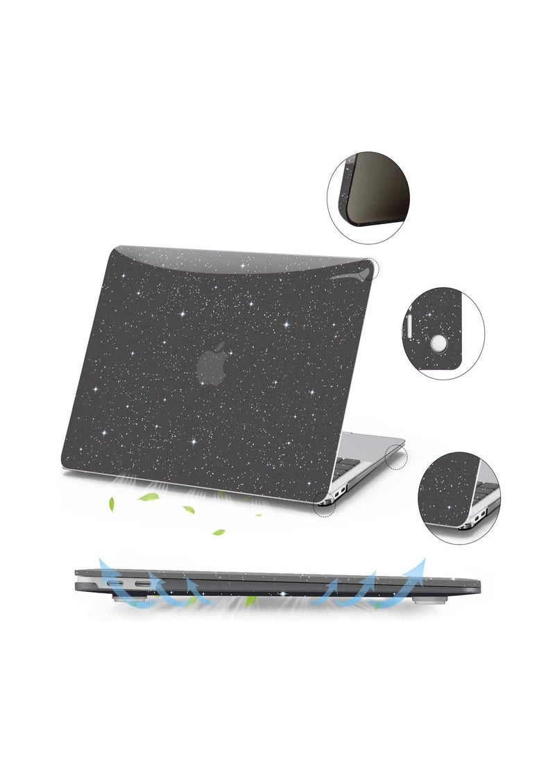 Black Glitter Case for MacBook Air 13.6 inch 2024 Release A3113 M3 Chip and 2022 Release Model A2681 M2 Chip and 2025 Release A3240 M4 Chip, Hard Shell Case for MacBook Air 13.6 with Touch ID, Spark - Image 3