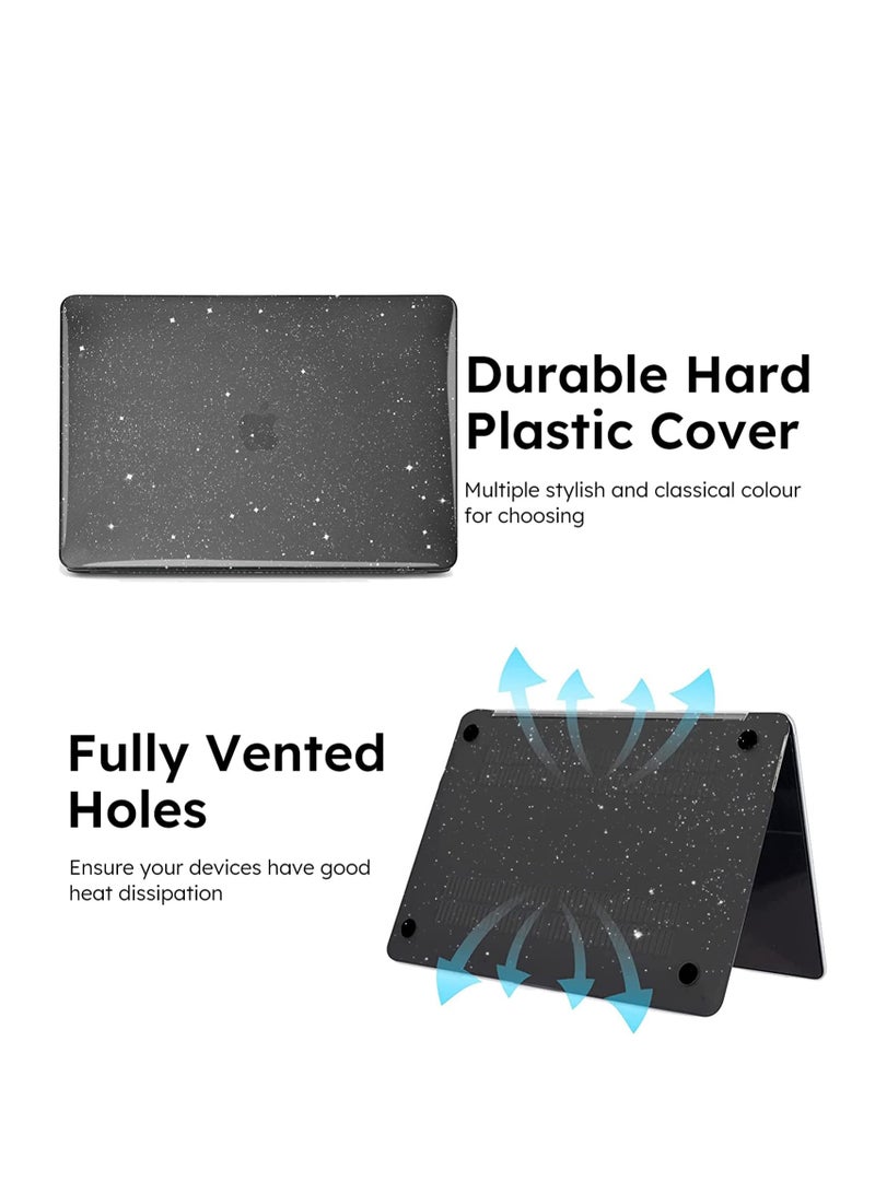Black Glitter Case for MacBook Air 13.6 inch 2024 Release A3113 M3 Chip and 2022 Release Model A2681 M2 Chip and 2025 Release A3240 M4 Chip, Hard Shell Case for MacBook Air 13.6 with Touch ID, Spark - Image 4