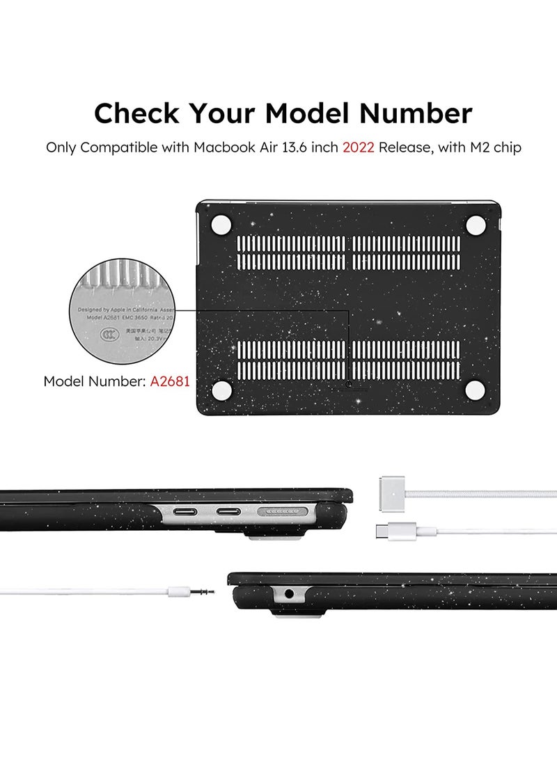 Black Glitter Case for MacBook Air 13.6 inch 2024 Release A3113 M3 Chip and 2022 Release Model A2681 M2 Chip and 2025 Release A3240 M4 Chip, Hard Shell Case for MacBook Air 13.6 with Touch ID, Spark - Image 5