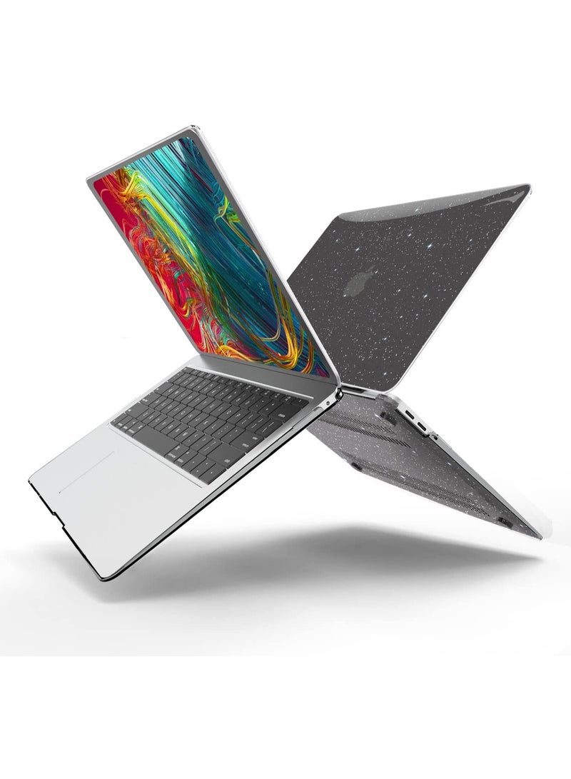 Black Glitter Case for MacBook Air 13.6 inch 2024 Release A3113 M3 Chip and 2022 Release Model A2681 M2 Chip and 2025 Release A3240 M4 Chip, Hard Shell Case for MacBook Air 13.6 with Touch ID, Spark - Image 1