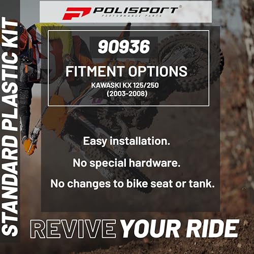 Polisport Motocross (MX) Restyling Kit for Kawasaki KX 125/250 (2003-2008) Dirt Bike – OEM Quality, Durable, Flexible & Perfect Fit – Green - Image 4