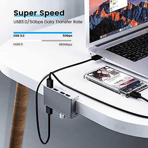 ORICO USB3.0 HUB with Extra Power Supply Port 4 Ports Clip-Type USB HUB Splitter Station for Laptop/Computer Desk-Upgraded Version - Image 5