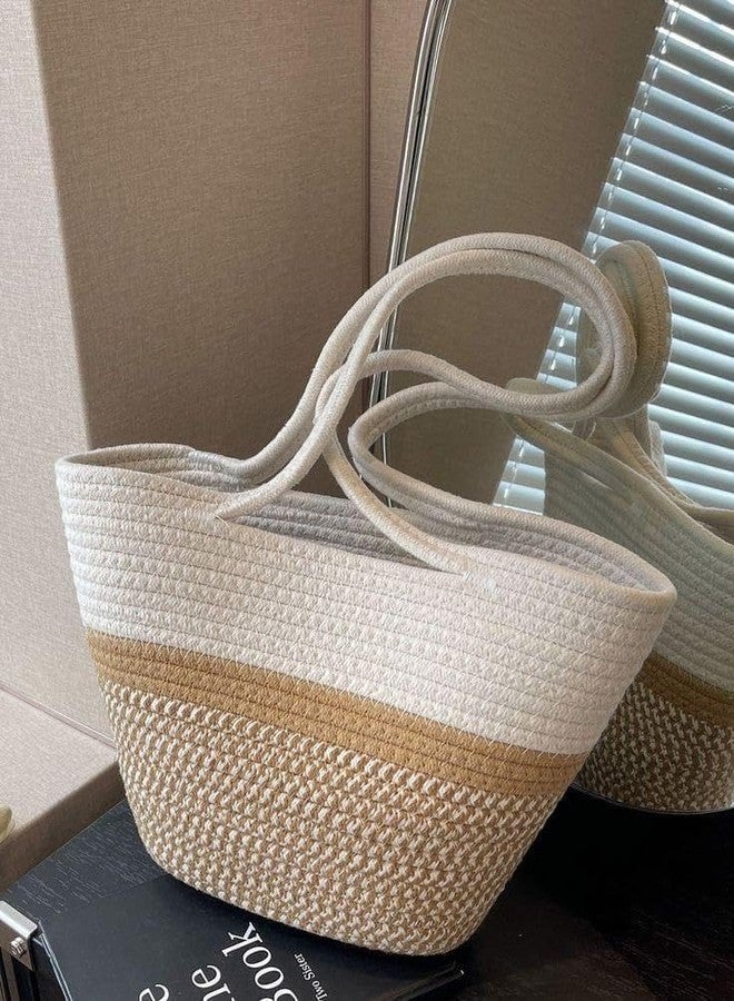 DYARCHY women stylish pure cotton boho fancy handbags tote bag trendy shoulder purse for ladies/girls college, office, shopping, travel gift (BEIGE) - Image 3
