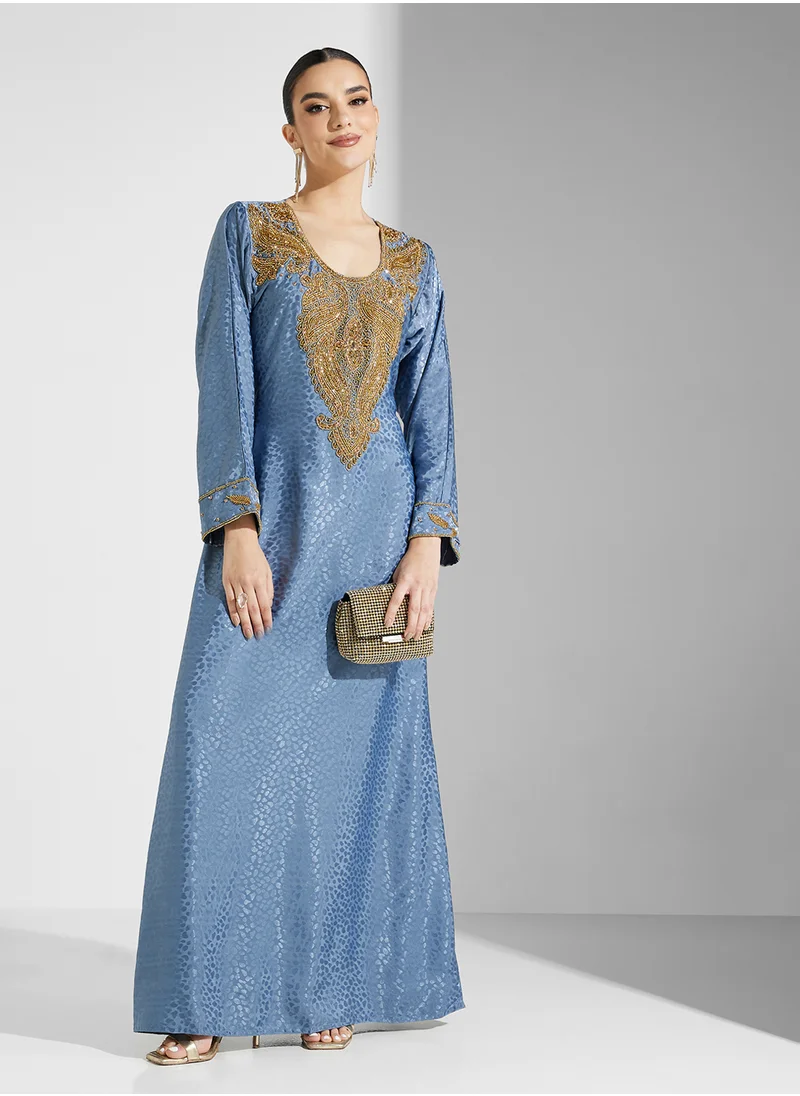 ارابيان كلوزيت Embellished Belted Jalabiya