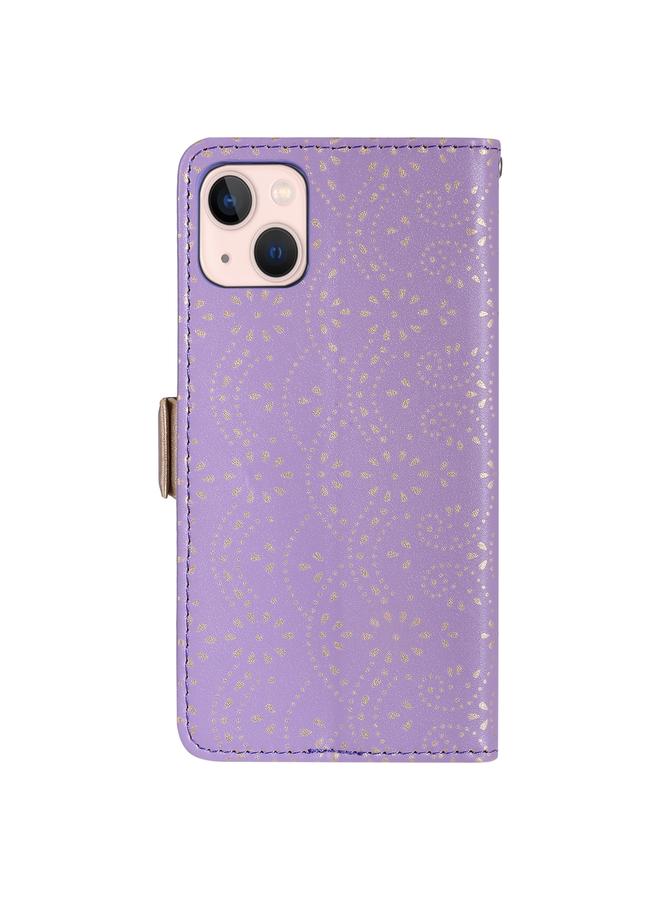 S-TOP Case For iPhone 15 Plus Lace Pattern Double Button Zipper Leather Phone Case with Lanyard - Image 3