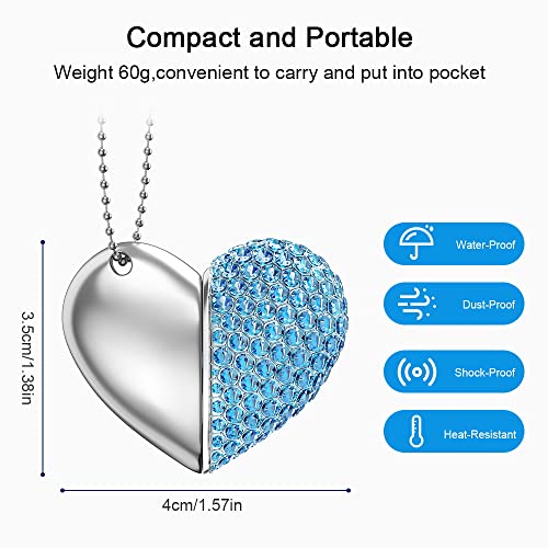 RAOYI 32GB Heart Shape USB 2.0 Flash Drive Crystal Memory Stick Thumb Drive Pen Drive Jump Drive Jewelry Pendant Necklace with Key Chain-Blue - Image 2