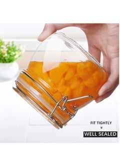 KASTWAVE Airtight Glass Canister Set of 4 with Lids 17oz Food Storage Jar Round - Storage Container with Clear Preserving Seal Wire Clip Fastening for Kitchen Canning Cereal,Pasta,Sugar,Beans,Spice（4 pcs）  - Image 3
