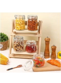 KASTWAVE Airtight Glass Canister Set of 4 with Lids 17oz Food Storage Jar Round - Storage Container with Clear Preserving Seal Wire Clip Fastening for Kitchen Canning Cereal,Pasta,Sugar,Beans,Spice（4 pcs）  - Image 5