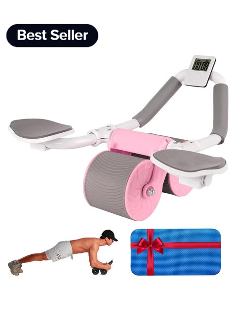 Automatic Rebound Abdominal Wheel with Elbow Support,Ab Roller Workout Equipment for Men Women Ab Roller Wheel with Counter and Knee Pad