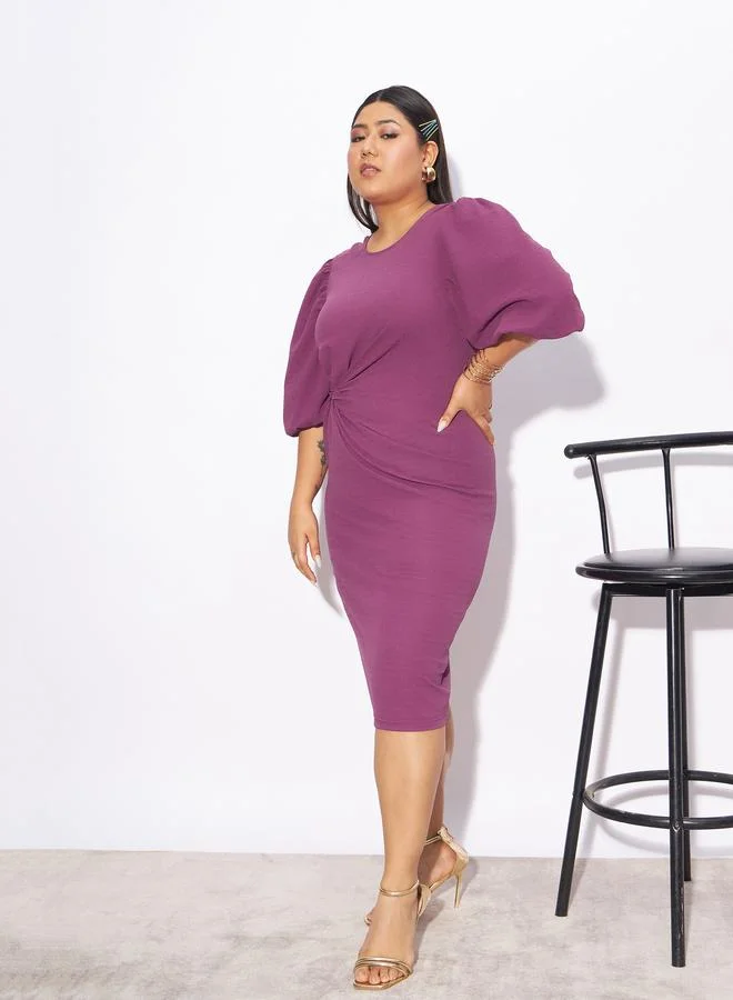 SASSAFRAS Knot-Front Midi Dress