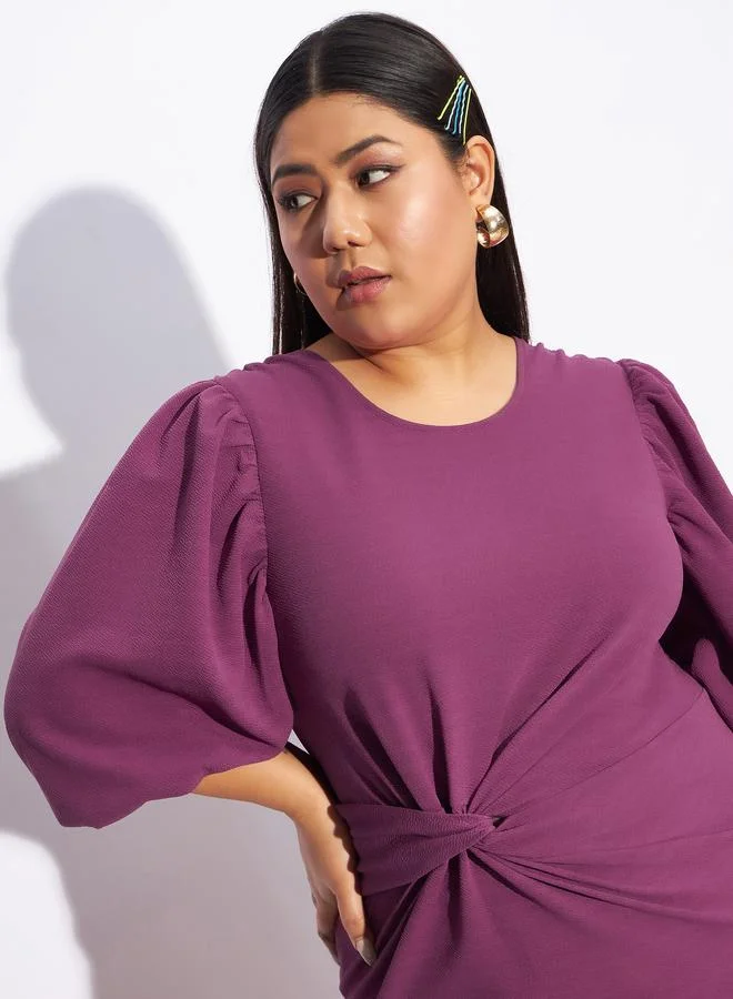 SASSAFRAS Knot-Front Midi Dress