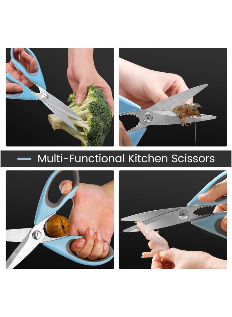 Bukela Ultra Sharp Kitchen Shears with Magnetic Holder,Heavy Duty Kitchen Meat Shears,Multipurpose Stainless Steel Cooking Poultry Shears for Home School Picnic (Blue) - Image 4