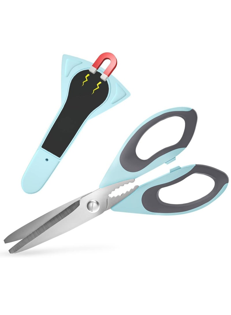 Bukela Ultra Sharp Kitchen Shears with Magnetic Holder,Heavy Duty Kitchen Meat Shears,Multipurpose Stainless Steel Cooking Poultry Shears for Home School Picnic (Blue) - Image 1
