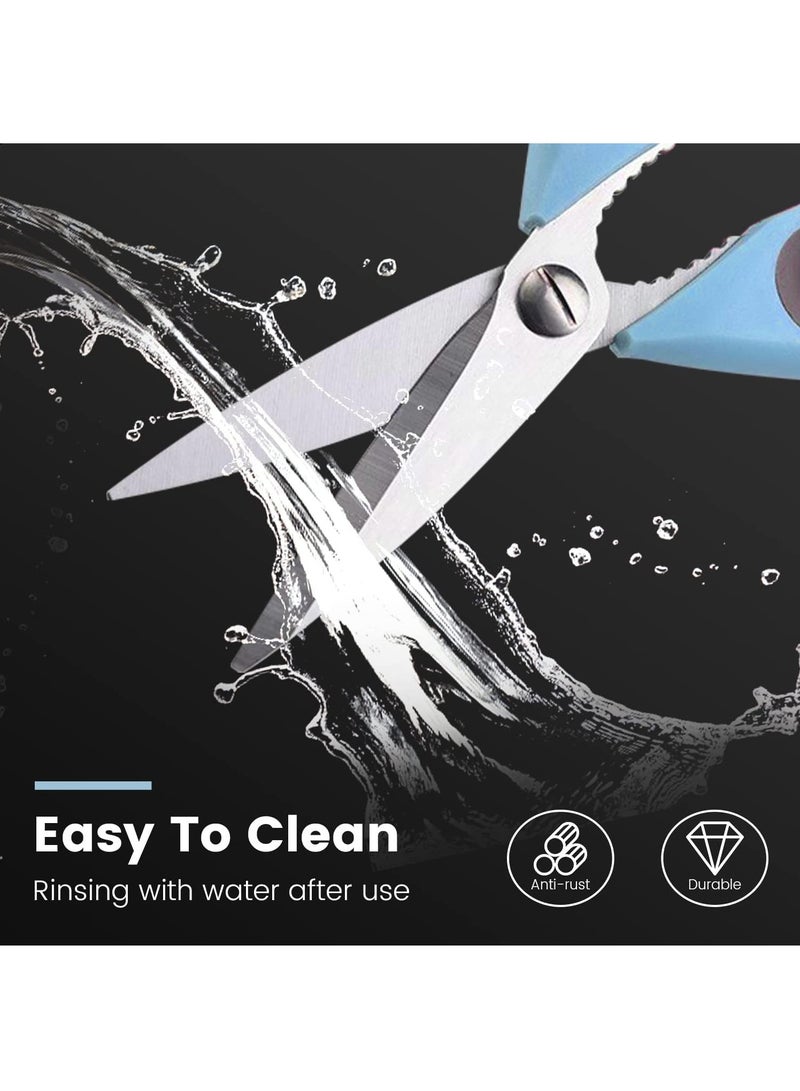 Bukela Ultra Sharp Kitchen Shears with Magnetic Holder,Heavy Duty Kitchen Meat Shears,Multipurpose Stainless Steel Cooking Poultry Shears for Home School Picnic (Blue) - Image 3