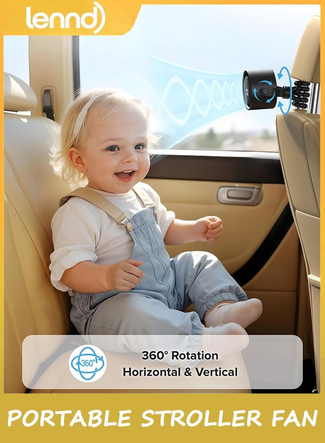 لينند مروحة عربة أطفال محمولة، مروحة شخصية للسفر، تقنية Air Turbo وشاشة رقمية، قابلة للفصل بـ 5 سرعات قابلة لإعادة الشحن 360 درجة، مروحة مرنة ثلاثية القوائم، للمنزل والمكتب وعربة الأطفال والتخييم - أسود - Image 4