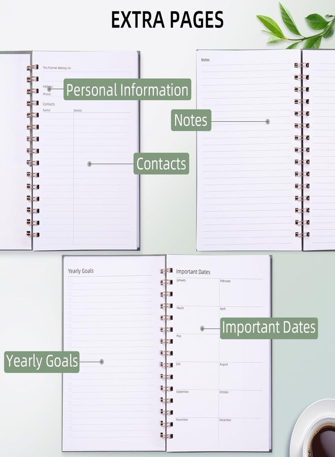 LONLAT Undated Weekly and Monthly Planner Spiral Bound- Weekly Goals Notebook, Daily Planner, To Do List, Habit Tracker, Hardcover, Aesthetic, Stylish School or Office Supplies (A-Green) - Image 4