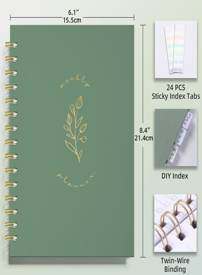 LONLAT Undated Weekly and Monthly Planner Spiral Bound- Weekly Goals Notebook, Daily Planner, To Do List, Habit Tracker, Hardcover, Aesthetic, Stylish School or Office Supplies (A-Green) - Image 5