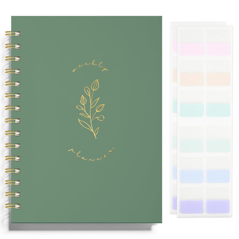 LONLAT Undated Weekly and Monthly Planner Spiral Bound- Weekly Goals Notebook, Daily Planner, To Do List, Habit Tracker, Hardcover, Aesthetic, Stylish School or Office Supplies (A-Green) - Image 1