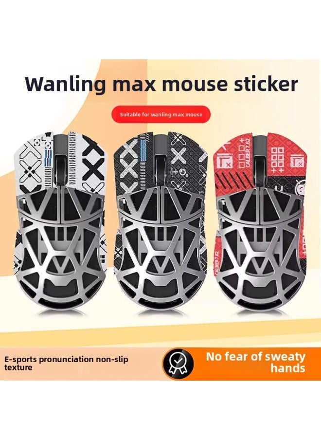 Generic - Suitable For All Spirit Flower Beast MAX Mouse Anti-Slip Sticker Sweat Absorbing Max Mouse Printing Sticker Palm Heart Membrane Foot Pad Foot Sticker-Color:[all Inclusive] Black Print ❤ Send Cleaning Cotton - Image 1