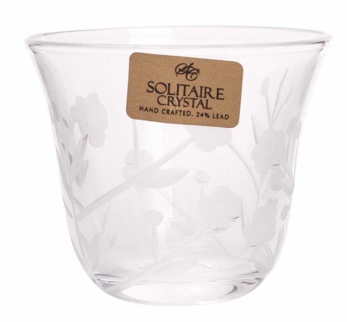 سوليتير كريستال طقم فناجين قهوة كريستال 6 قطع – تصميم أنيق بنقوش زهرية، صناعة يدوية هندية