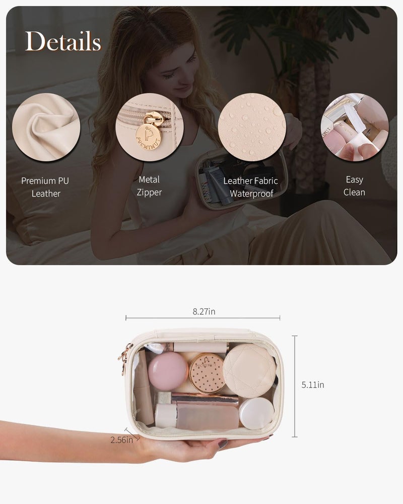 Pocmimut Makeup Bag Mini Makeup Bag With Small Makeup Bag For Car Accessories For Women Travel Essentials Organizers Begie - Image 5