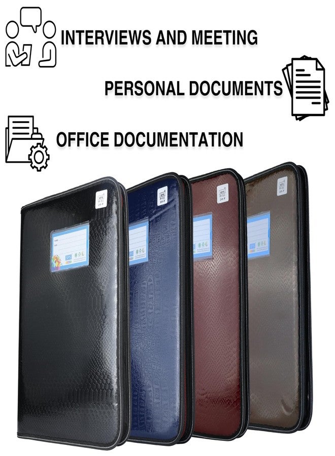 اس بي اس حافظة ملفات من الجلد الصناعي الفاخر من SPS | 20 غلافًا لمستندات بحجم A4 وFC | بني - Image 3