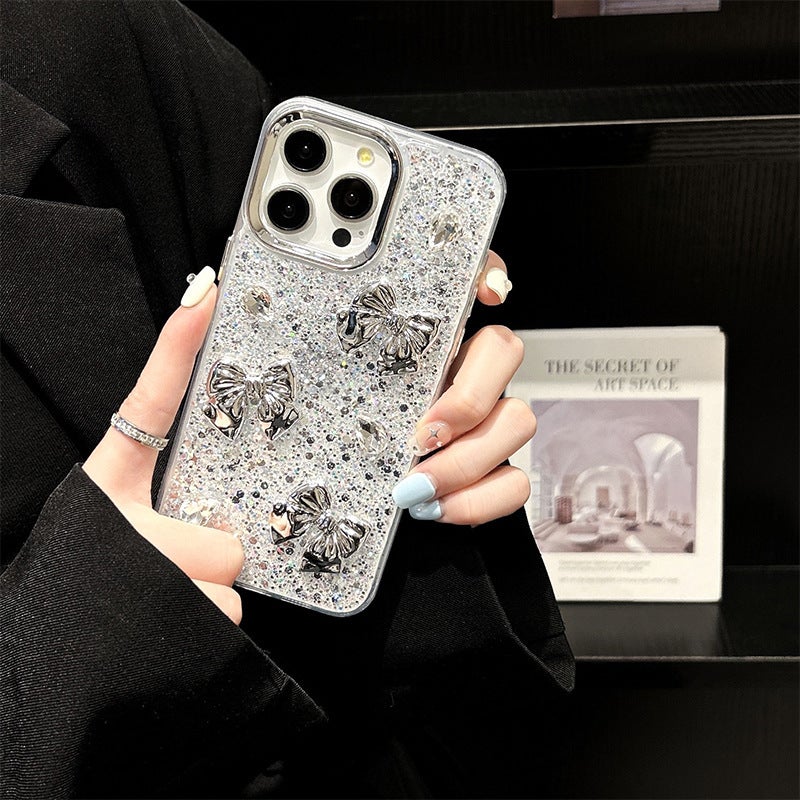 Iphone17Promax حالة الهاتف المحمول مناسبة لشركة أبل 15 قوس الدب قلب الغراء السكينات النساء الراقية - Image 5