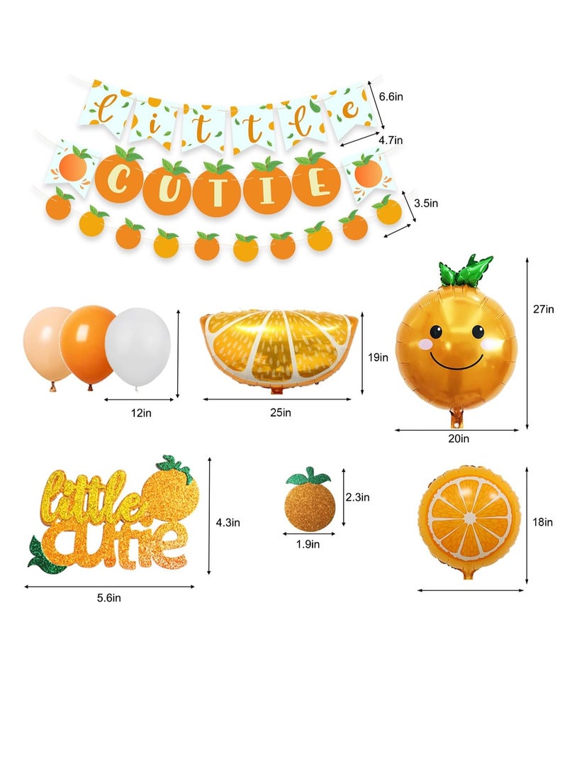 طفل رضيع لطيف دش الديكور البرتقالي عيد ميلاد الحزب مجموعة اللوازم ، لطيف قليلا لافتات الكعكة الكعكة ورقة كأس الغطاء العلوي الصيف البرتقالي الحمضيات موضوع الديكور - Image 3