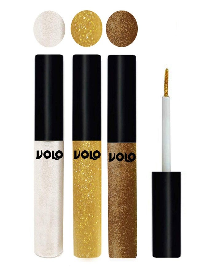 Volo WATERPROOF GLITTER EYE LINER (White, Light Golden, Copper) - Image 1