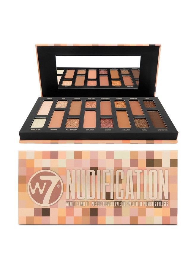 W7 Nudification Pressed Pigment Palette 16 High Impact Nude Colors Flawless LongLasting Glam Makeup - Image 2