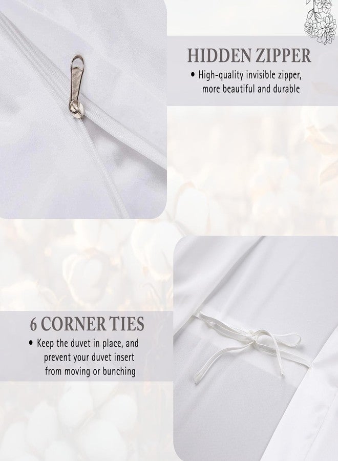 Minor Monkey Full/Queen Duvet Cover 1000 Thread Count 100% Egyptian Cotton Luxury Hotel Quality White Quilt Cover & Pillow Sham - 3 Piece All Season Duvet Cover Set with Zipper Closure, Corner Ties - Image 5