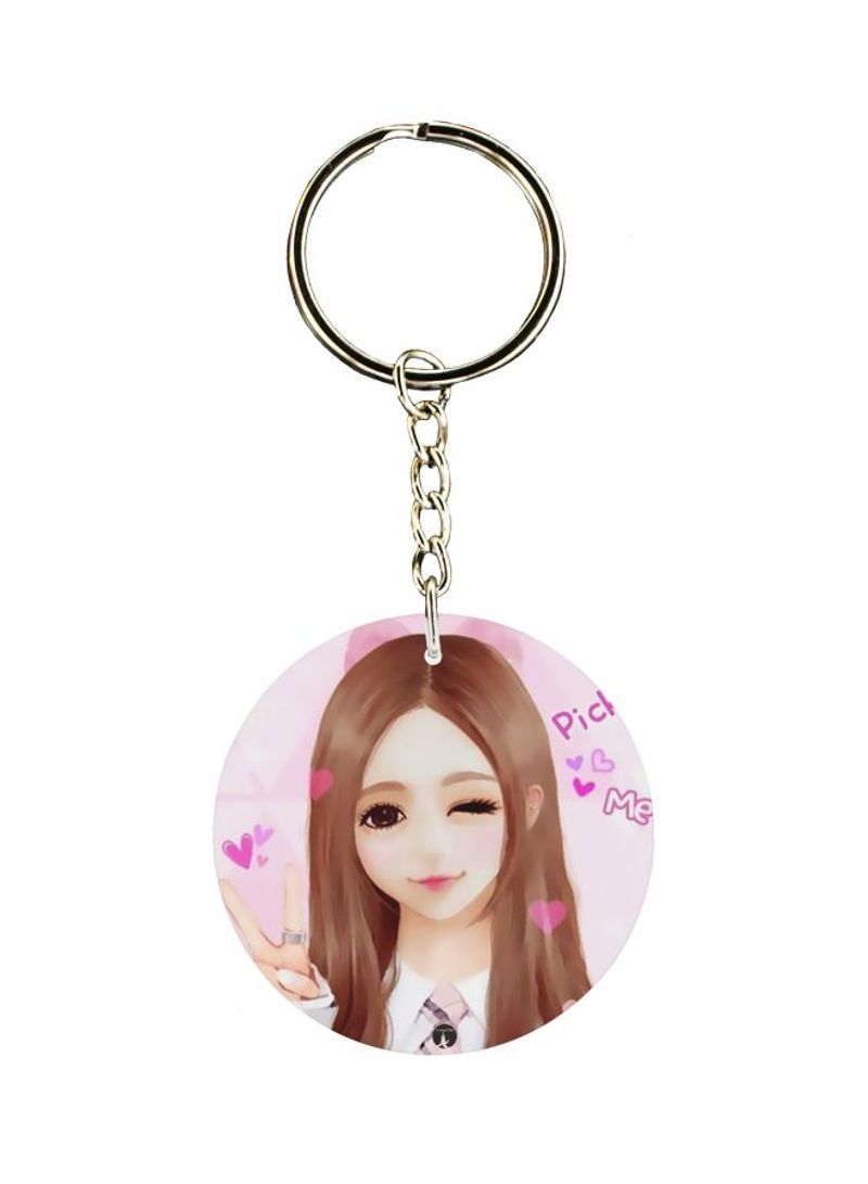 RKN Single Sided Animie Girl Printed Keychain