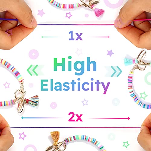 KLAJA 2 Rolls of Rainbow Elastic String for Bracelets, 200m Stretchy Colorful Thread for Jewelry Making, Colored Stretch Cord / String for DIY Bracelets - Image 4
