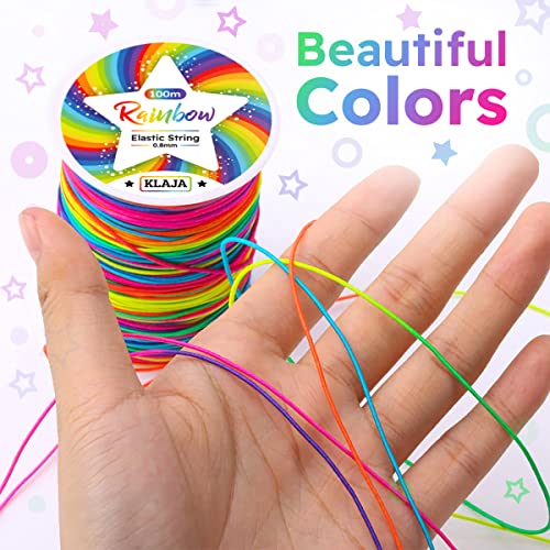 KLAJA 2 Rolls of Rainbow Elastic String for Bracelets, 200m Stretchy Colorful Thread for Jewelry Making, Colored Stretch Cord / String for DIY Bracelets - Image 3