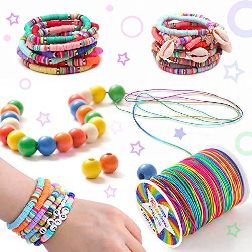 KLAJA 2 Rolls of Rainbow Elastic String for Bracelets, 200m Stretchy Colorful Thread for Jewelry Making, Colored Stretch Cord / String for DIY Bracelets - Image 5