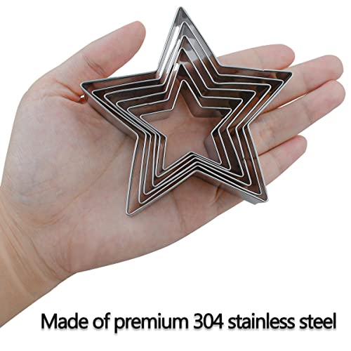 TTSAM 6 Pieces Star Cookie Cutters Set - Stainless Steel Five-Pointed Shaped Cutter, Biscuit Molds, Fondant Cake Cheese Cutter, Pastry Mold Bakeware Tools - Christmas Gifts (Assorted Sizes) - Image 4