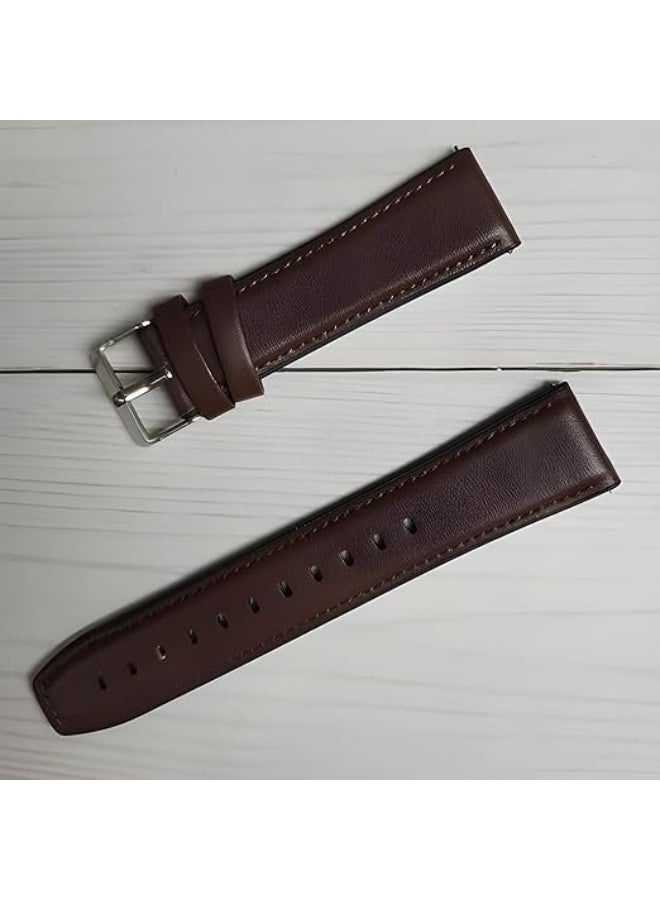 22mm Genuine Leather Replacement Watch Band Compatible with Samsung Watch, Huawei Watch 3, Gear S3, Huawei Watch 3/3 Pro/GT2 (46mm)/GT2 Pro/GT2e - Dark brown - Image 3
