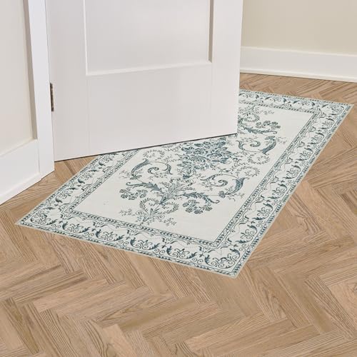 Laura Ashley Sea Spray Blue Josette Medallion Machine Washable Slip Resistant 26 x 45 Accent Rug - Image 3
