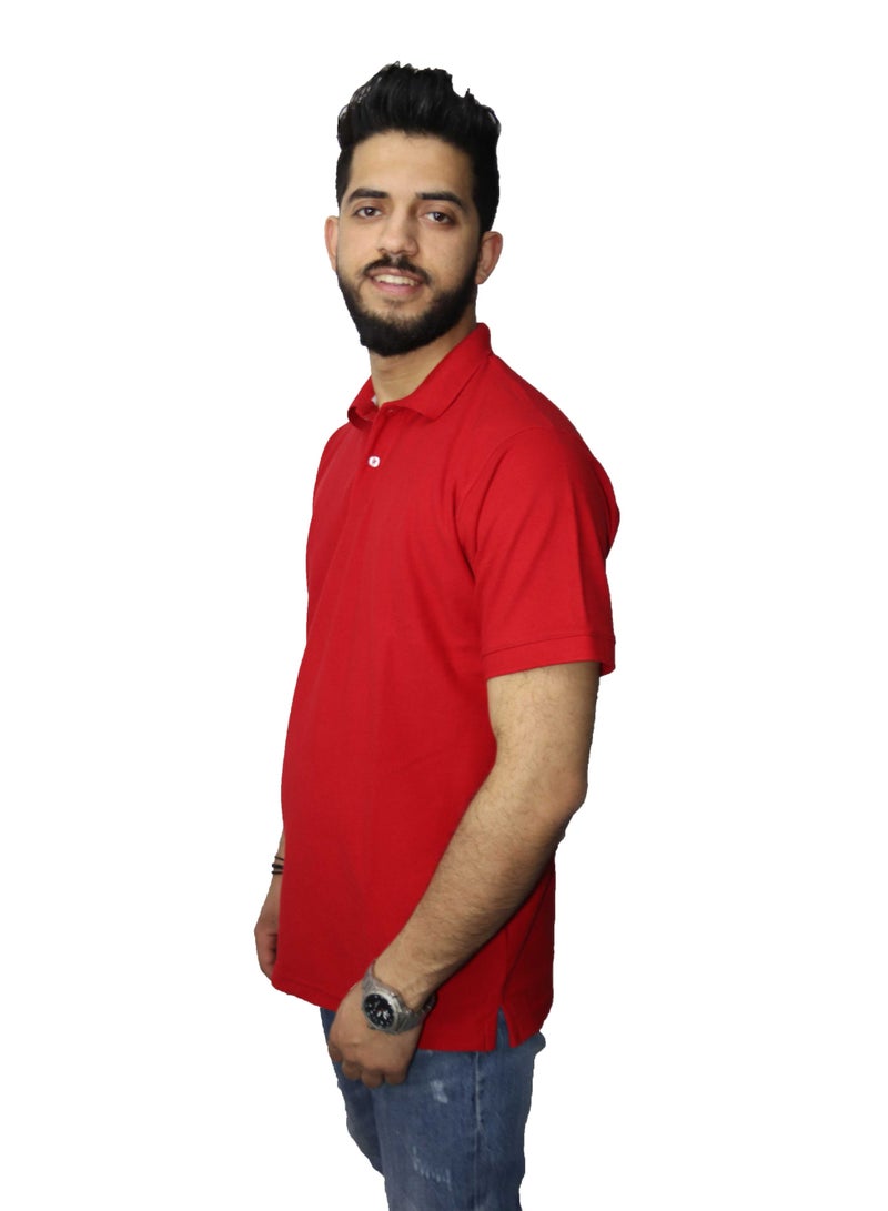 وان هاند تي شيرت بولو كاجوال قطن - أحمر - Image 2