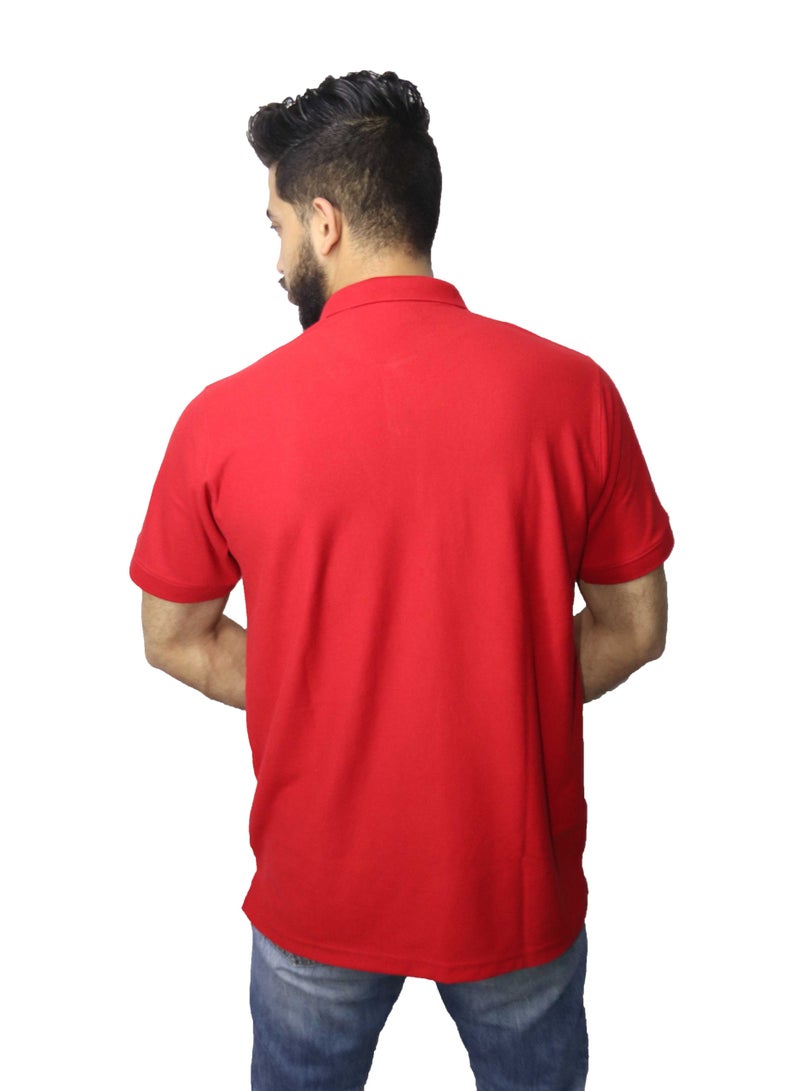 وان هاند تي شيرت بولو كاجوال قطن - أحمر - Image 3