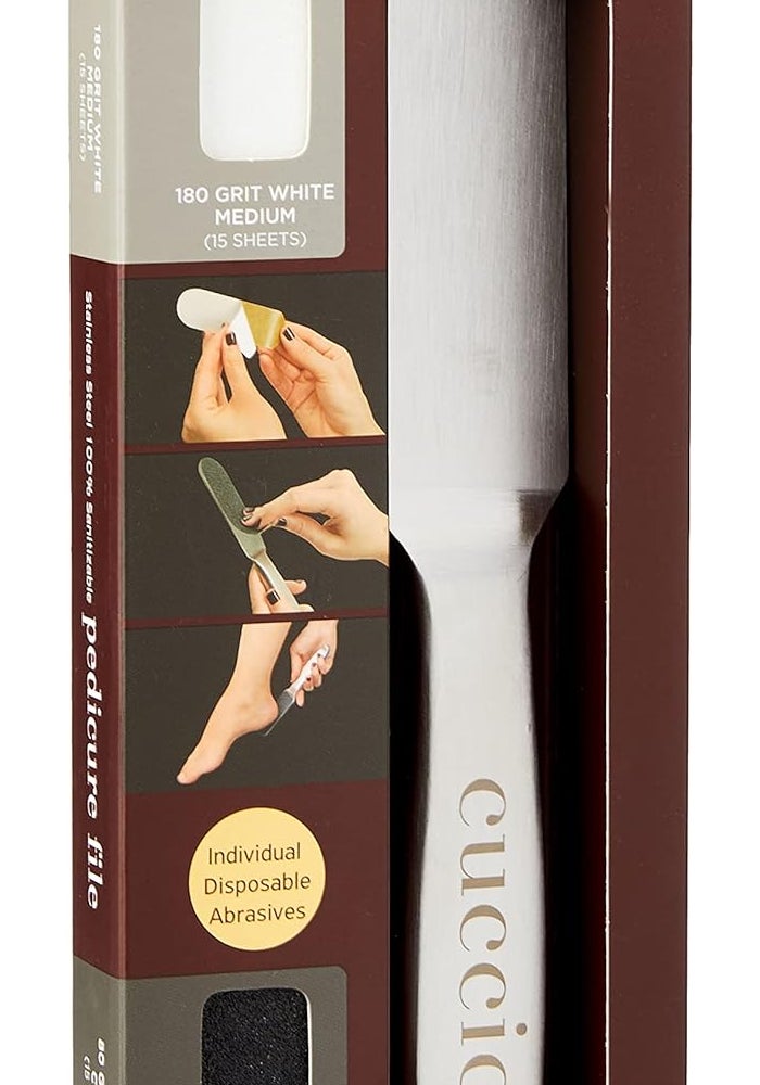 Cuccio Naturale Stainless Steel Pedicure File Kit with 30 Disposable Abrasive Sheets - Image 1