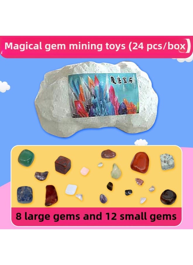 Archaeological Mining Toys Dinosaur Archaeological Fossil Gem Children's Handmade DIY Archaeological Mining Blind Box Digging Gem-Color:Large-Magic Gems (8 Big Gems And 12 Small Gems)  - Image 1