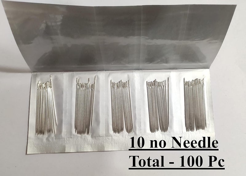 OMX Sewing Beading Needle for Hemming, Beads Zardosi Embroidery & Jewelry Making- 5 Packets. - Total 100 Needles (Size 10) - Image 3