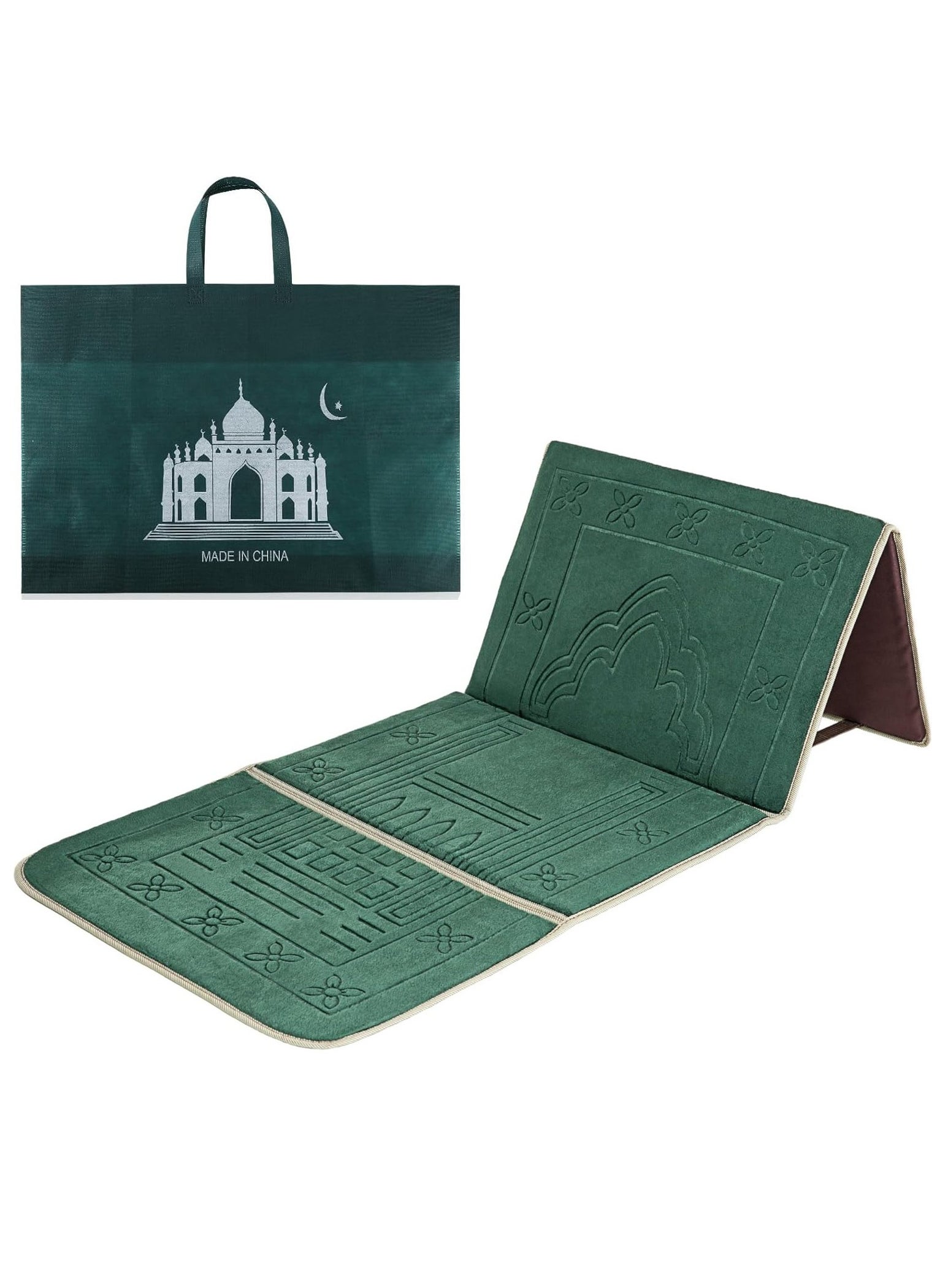 Prayer Rug with Back Support / Foldable Meditation Floor Chair & Carrying Pocket (Army Green) - https://f.nooncdn.com/p/pzsku/ZD6A35266AD482EA13692Z/45/_/1734330223/c52bfc0e-d40c-4160-961e-90f1dae69fd6.jpg?width=original
