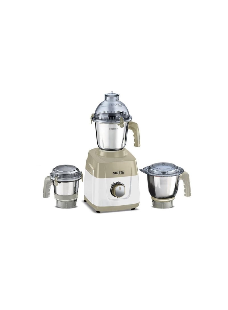 SUJATA 1000W Mixer Grinder with 24,000 RPM Motor | Double Ball Bearing Motor | 90-Minute Non-Stop Running | 3 Food-Grade Stainless Steel Jars | 1500ml Multipurpose Jar | 1000ml Grinder Jar | 500ml Chutney Jar |MG02 Beige & White - Image 1