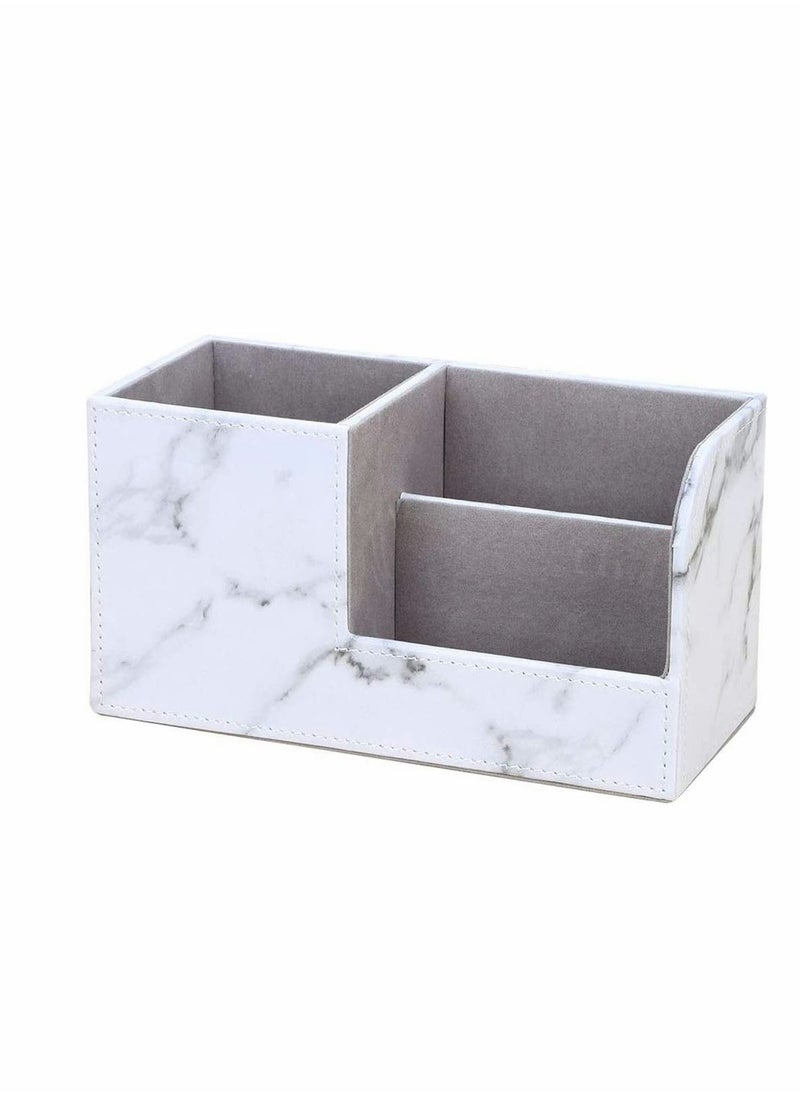 Excefore Desk Tidy Organiser Caddy Multifunction Leather Pen Pencil Pots Holder Office Desk Stationery Supplies Organizer Desk Organiser Pen Pencil Pots Holder (Gray Marble Pattern)  - Image 4